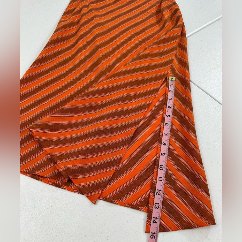 M Missoni Vintage 70s Style Knit Two Piece Orange Striped Tank Top Midi Skirt M - Picture 13 of 14